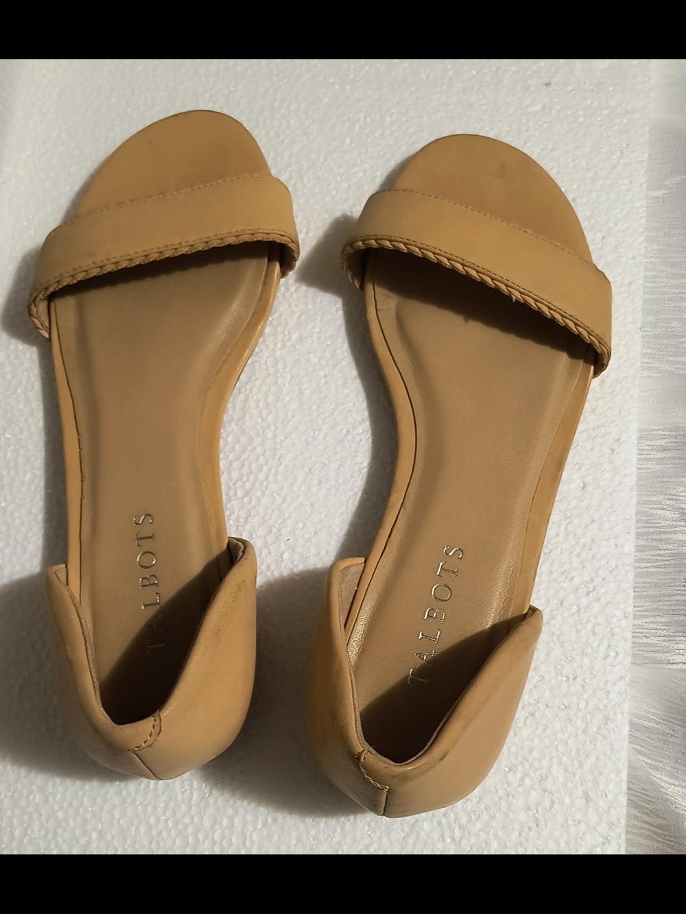 Talbots Tan Braided Strap D'Orsay Sandals